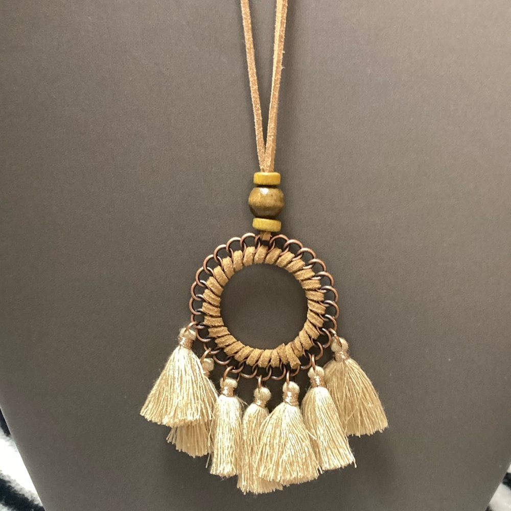 Fringe Pendant on long necklace